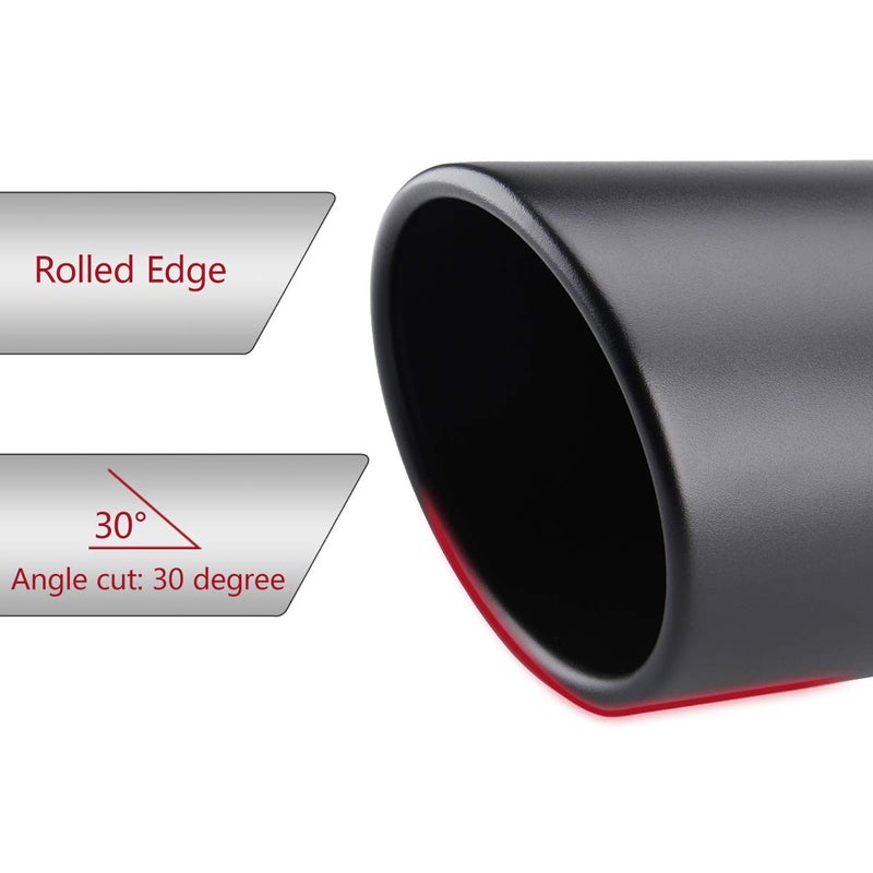 LCGP Bolt On Diesel Exhaust Tip 4", 6" outlet 15" Long Truck Tip, Rolled Angle Cut, Black Powder Coated - Image 5